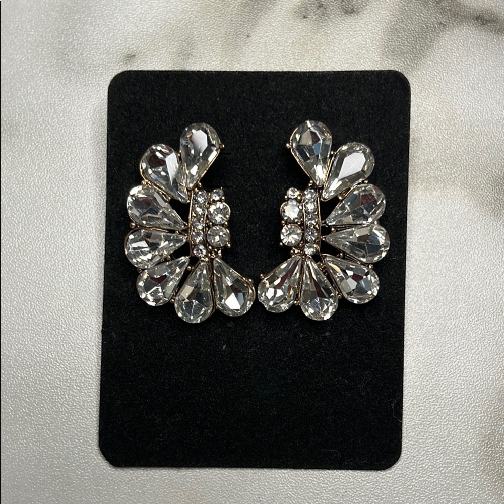 Silver Art Deco Rhinestone Earrings